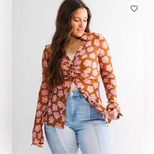 Free People Lucky Shirtee in coffee combo - sz m